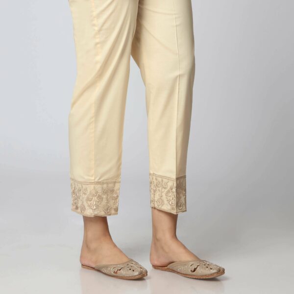 Beige Cambric Embellished Slim Fit Trouser PS3501 - Image 3