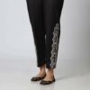Black Cotton Straight Fit Laced Trouser PS3505