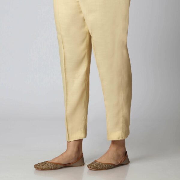 Beige Raw Silk Plain Slim Fit Trouser PS3521 - Image 2