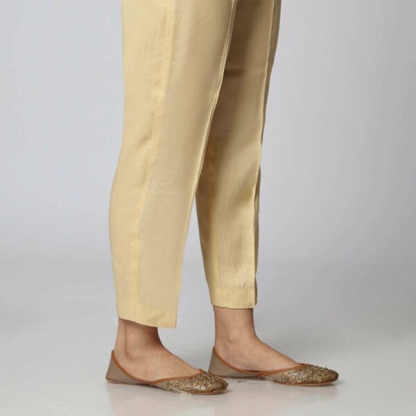 Beige Raw Silk Plain Slim Fit Trouser PS3521 - Image 3