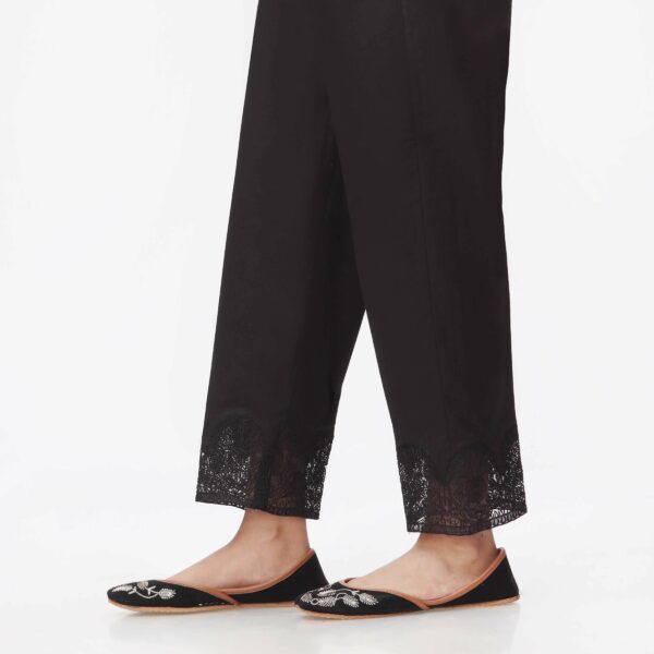Black Embroidered Cambric Slim Fit Trouser PS3532 - Image 2