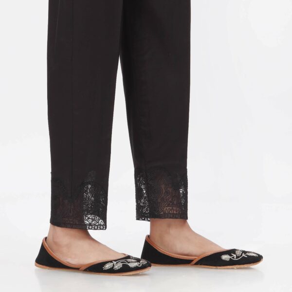 Black Embroidered Cambric Slim Fit Trouser PS3532 - Image 3
