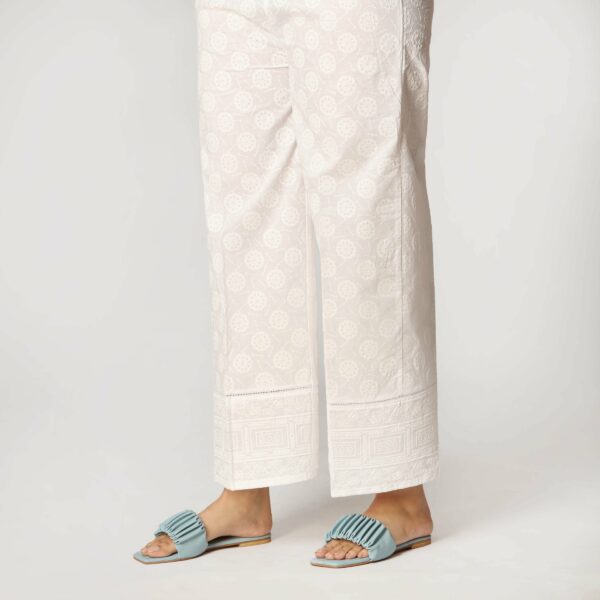 White Cambric Puff Printed Straight Trouser PS3539 - Image 2