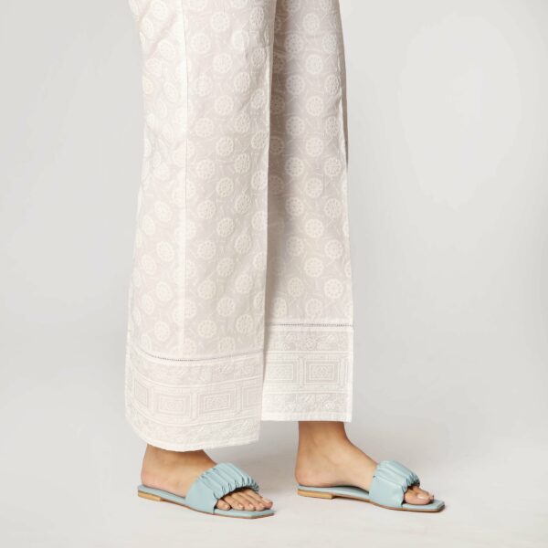 White Cambric Puff Printed Straight Trouser PS3539 - Image 3
