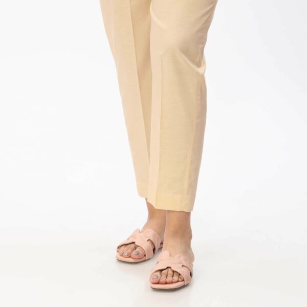 Beige Cambric Plain Slim Fit Trouser PS3542